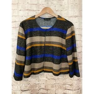 DN Design Top Womens 18 Layering‎ Coverlet Cropped Striped Glitter Evening Open